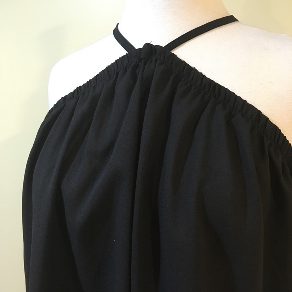 Off Shoulder Halter Long Sleeve Chiffon Blouse - Picture 5 of 6